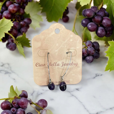 Long Sterling Silver Kidney Wire Earrings With Amethyst Gemstones – Handmade | Made in USA Michelle Marie Boutique  Earrings