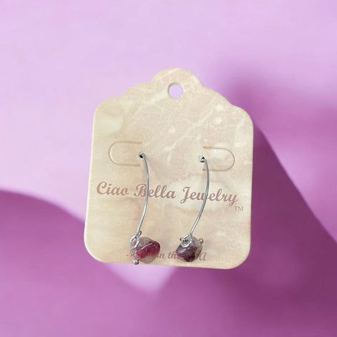 Long Sterling Silver Kidney Wire Earrings With Amethyst Gemstones – Handmade | Made in USA Michelle Marie Boutique  Earrings