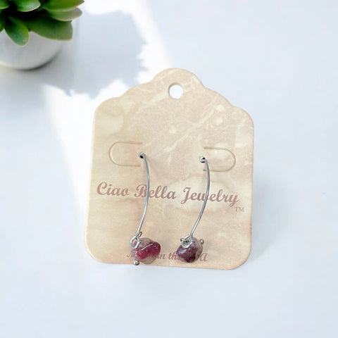 Long Sterling Silver Kidney Wire Earrings With Amethyst Gemstones – Handmade | Made in USA Michelle Marie Boutique  Earrings