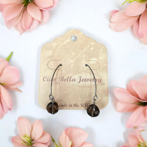 Long Sterling Silver Kidney Wire Earrings With Amethyst Gemstones – Handmade | Made in USA Michelle Marie Boutique  Earrings