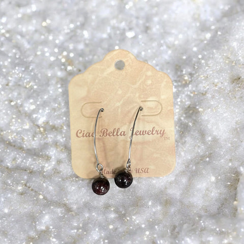 Long Sterling Silver Kidney Wire Earrings With Amethyst Gemstones – Handmade | Made in USA Michelle Marie Boutique  Earrings