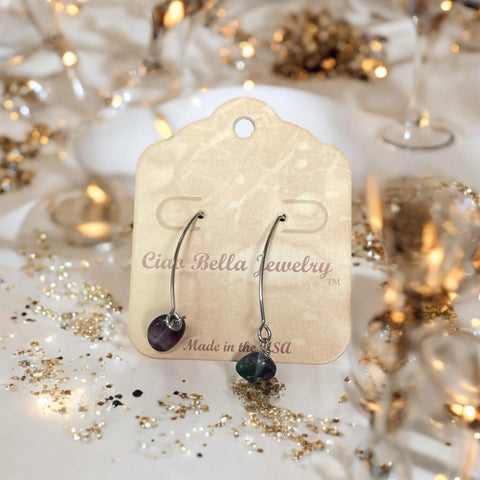 Long Sterling Silver Kidney Wire Earrings With Amethyst Gemstones – Handmade | Made in USA Michelle Marie Boutique  Earrings