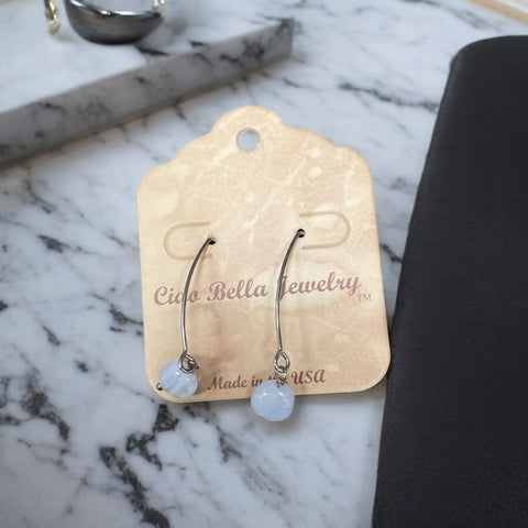 Long Sterling Silver Kidney Wire Earrings With Amethyst Gemstones – Handmade | Made in USA Michelle Marie Boutique  Earrings