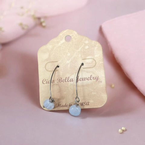 Long Sterling Silver Kidney Wire Earrings With Amethyst Gemstones – Handmade | Made in USA Michelle Marie Boutique  Earrings