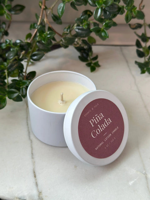 Lotion Candle with Shea, Cocoa & Mango Butter – Massage Oil & Skin Hydration | Clean Scent | USA-Made Shanti + Tula  Bath & Body