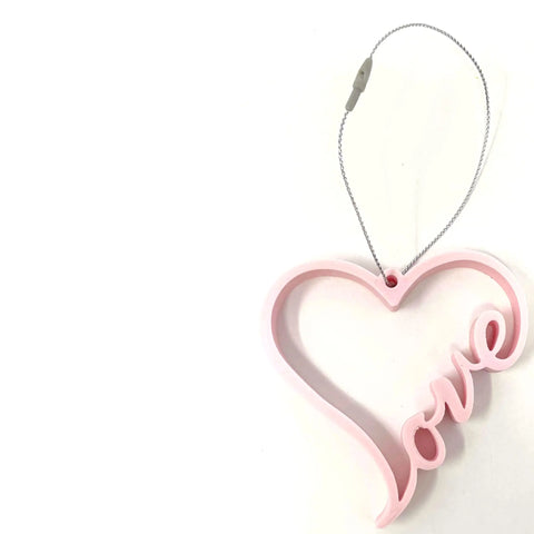 Love Heart Christmas Ornament 3D Printed – Made in USA Decor Chatelet Manufacturing   9.95 Pink