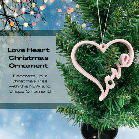 Love Heart Christmas Ornament 3D Printed – Made in USA Decor Chatelet Manufacturing 
