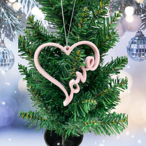 Love Heart Christmas Ornament 3D Printed – Made in USA Decor Chatelet Manufacturing 