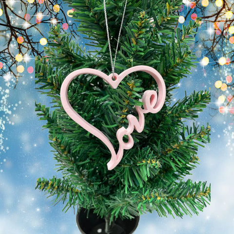 Love Heart Christmas Ornament 3D Printed – Made in USA Decor Chatelet Manufacturing 
