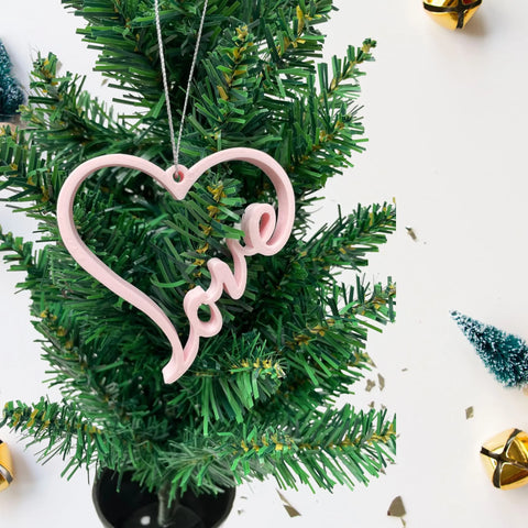 Love Heart Christmas Ornament 3D Printed – Made in USA Decor Chatelet Manufacturing 