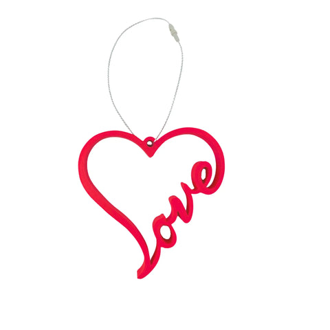 Love Heart Christmas Ornament 3D Printed – Made in USA Decor Chatelet Manufacturing   9.95 Red