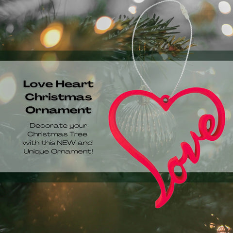 Love Heart Christmas Ornament 3D Printed – Made in USA Decor Chatelet Manufacturing 