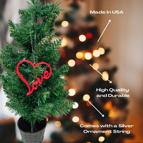 Love Heart Christmas Ornament 3D Printed – Made in USA Decor Chatelet Manufacturing 