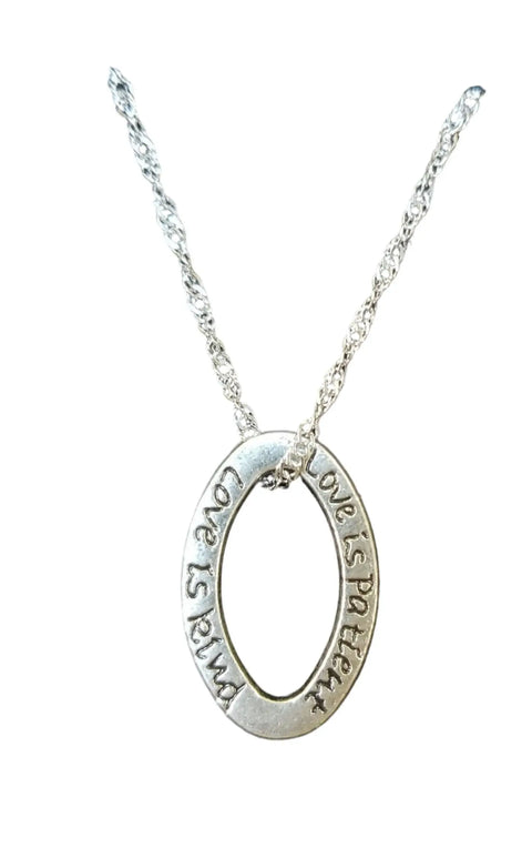 "Love Is Patient, Love Is Kind" Inspirational Pendant Necklace Michelle Marie Boutique  Necklace