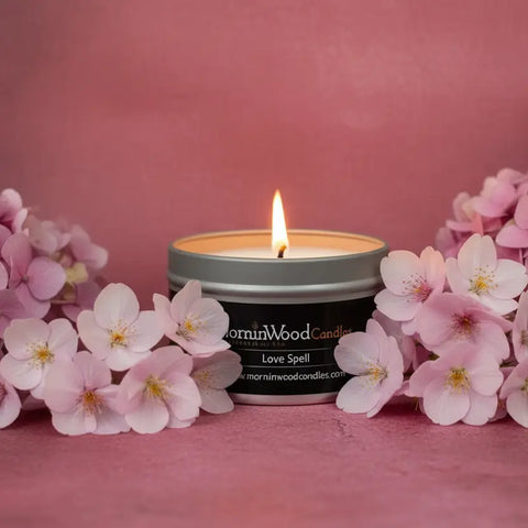Love Spell Scented Soy Tin Candle 6.5oz – Clean Burn Floral Fragrance – MorninWood Candles | Made in USA MorninWood Candles  Candles