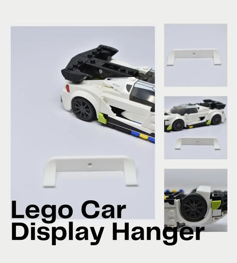 Showcase your Lego car models with the Chatelet Manufacturing Low Profile Collectible Car Display Wall Mount (White 5-Pack), designed to securely display cars by the wheel on your wall. Compatible with Lego cars. Made in USA.