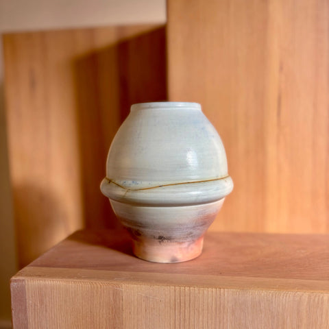 Lunar Exploration 1 | Handmade Porcelain Moon Jar Vase 6.75 Inch – Saggar-Fired Artistic Decor | Made in USA All Muddy 