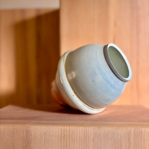 Lunar Exploration 1 | Handmade Porcelain Moon Jar Vase 6.75 Inch – Saggar-Fired Artistic Decor | Made in USA All Muddy 