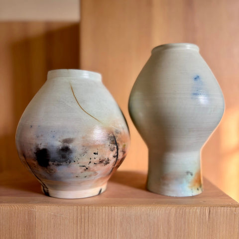 Lunar Exploration 2 | Handmade Elevated Moon Jar Vase 8 Inch – Decorative Porcelain Ceramic Decor | Made in USA All Muddy 