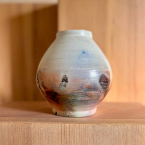 Lunar Exploration 3 | Handcrafted Porcelain Moon Jar Vase 6 Inch – Saggar-Fired Decorative Pottery | Made in USA All Muddy 