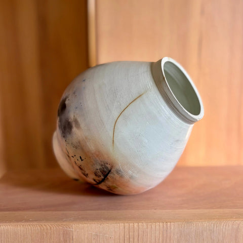 Lunar Exploration 3 | Handcrafted Porcelain Moon Jar Vase 6 Inch – Saggar-Fired Decorative Pottery | Made in USA All Muddy 