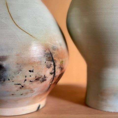 Lunar Exploration 3 | Handcrafted Porcelain Moon Jar Vase 6 Inch – Saggar-Fired Decorative Pottery | Made in USA All Muddy 