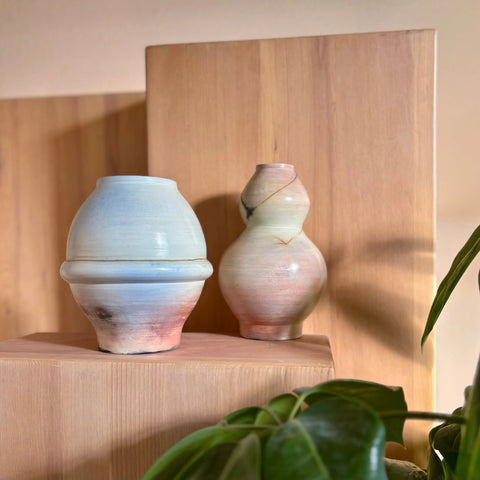 Lunar Exploration 4 | Handcrafted Porcelain Double Moon Jar Vase – Saggar Fired Decorative Vase | Made in USA All Muddy 