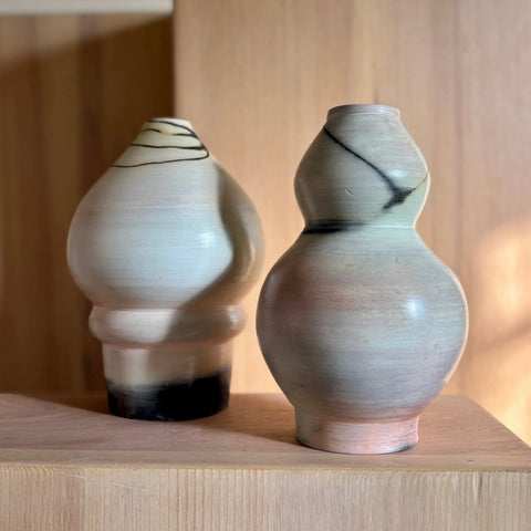Lunar Exploration 4 | Handcrafted Porcelain Double Moon Jar Vase – Saggar Fired Decorative Vase | Made in USA All Muddy 