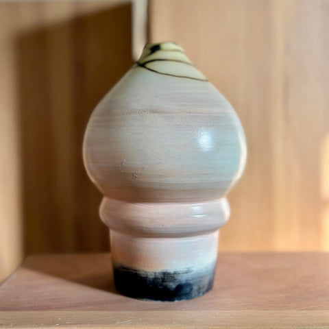 Lunar Exploration 5 | Handmade Porcelain Moon Jar Vase 8 Inch – Saggar-Fired Decorative Ceramic Pottery | Made in USA All Muddy 