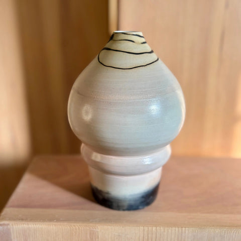 Lunar Exploration 5 | Handmade Porcelain Moon Jar Vase 8 Inch – Saggar-Fired Decorative Ceramic Pottery | Made in USA All Muddy 