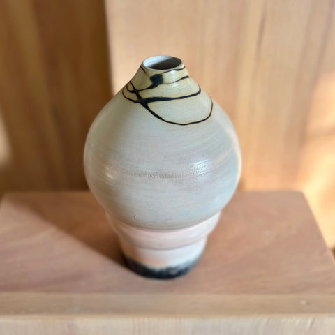 Lunar Exploration 5 | Handmade Porcelain Moon Jar Vase 8 Inch – Saggar-Fired Decorative Ceramic Pottery | Made in USA All Muddy 