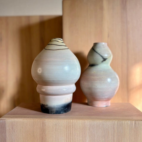 Lunar Exploration 5 | Handmade Porcelain Moon Jar Vase 8 Inch – Saggar-Fired Decorative Ceramic Pottery | Made in USA All Muddy 
