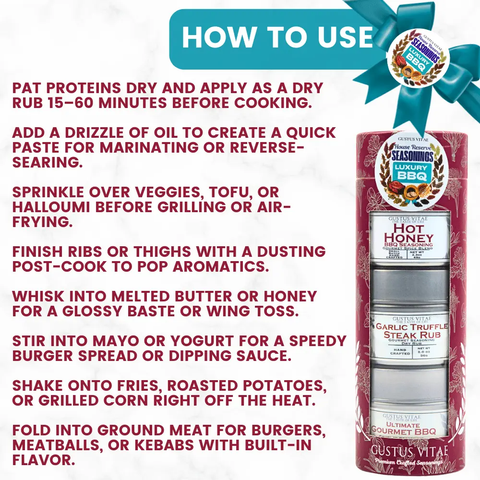 Luxury BBQ House Reserve Seasonings | Gift Pack Set of 3 Gustus Vitae  Collections & Gift Sets