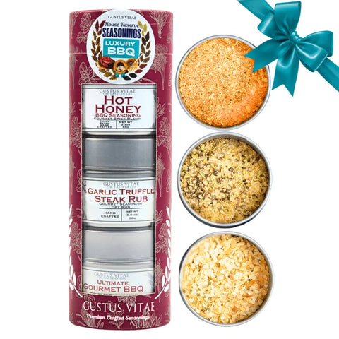 Luxury BBQ Seasonings Gift Pack – Set of 3 Handcrafted Dry Rubs | Made in USA Gourmet Spice Trio Gustus Vitae  Collections & Gift Sets