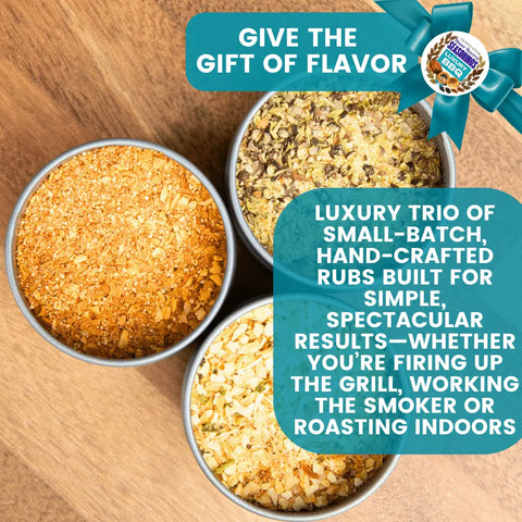 Luxury BBQ Seasonings Gift Pack – Set of 3 Handcrafted Dry Rubs | Made in USA Gourmet Spice Trio Gustus Vitae  Collections & Gift Sets