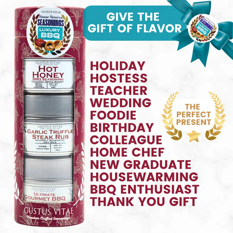 Luxury BBQ Seasonings Gift Pack – Set of 3 Handcrafted Dry Rubs | Made in USA Gourmet Spice Trio Gustus Vitae  Collections & Gift Sets
