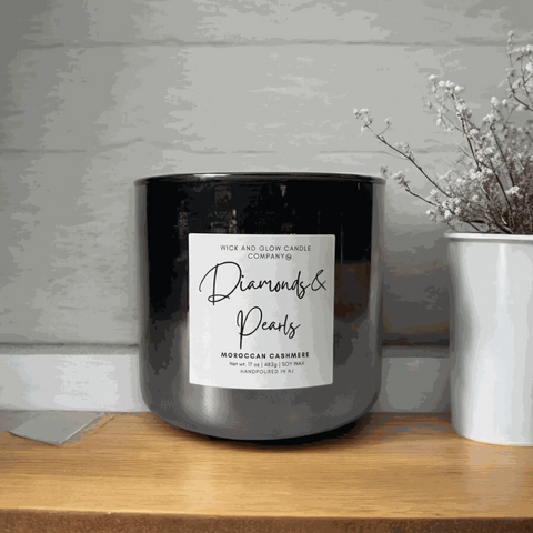Luxury Diamonds and Pearls Scented Candle 17oz – Hand-Poured Soy Wax – Made in USA Wick and Glow Candle Company™  Candles