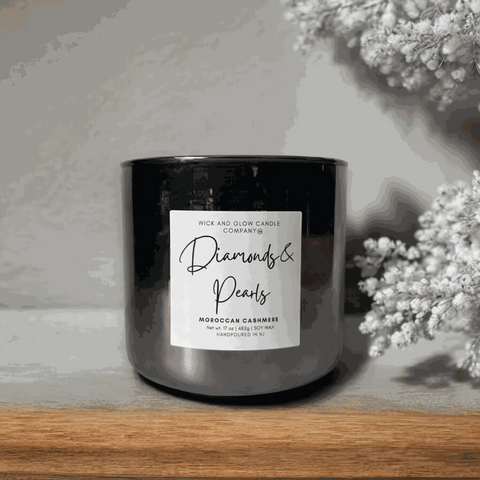 Luxury Diamonds and Pearls Scented Candle 17oz – Hand-Poured Soy Wax – Made in USA Wick and Glow Candle Company™  Candles