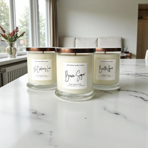 Luxury Fall Scented Candle Set 12 Oz – Hand-Poured Soy Wax Trio | Made in USA Home Fragrance Collection Wick and Glow Candle Company™  Candles