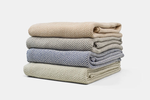 Luxury Herringbone Cotton Throw – USA-Made, Heirloom-Quality Blanket for Home or Gifts American Blossom Linens  Blankets