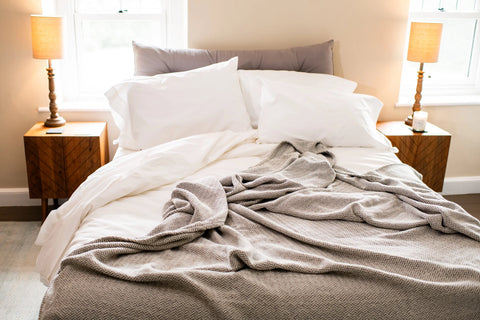 Luxury Herringbone Cotton Throw – USA-Made, Heirloom-Quality Blanket for Home or Gifts American Blossom Linens  Blankets