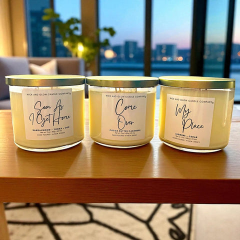 Luxury Jasmine Cedar Scented Soy Candle 17 oz – Hand Poured Home Fragrance | Made in USA Wick and Glow Candle Company™  Candles