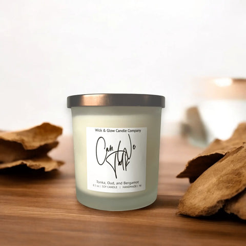 Luxury Tonka Oud Soy Candle 8.5 oz – Handcrafted Home Fragrance by Wick and Glow | Made in USA Wick and Glow Candle Company™  Candles