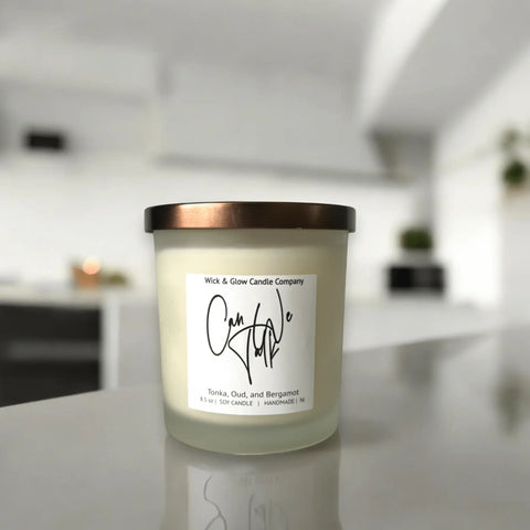 Luxury Tonka Oud Soy Candle 8.5 oz – Handcrafted Home Fragrance by Wick and Glow | Made in USA Wick and Glow Candle Company™  Candles