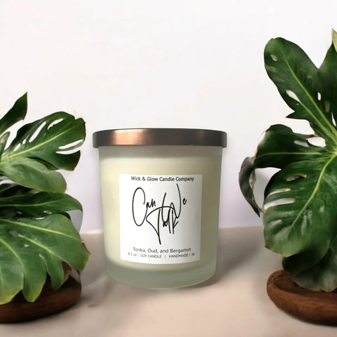 Luxury Tonka Oud Soy Candle 8.5 oz – Handcrafted Home Fragrance by Wick and Glow | Made in USA Wick and Glow Candle Company™  Candles