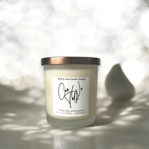 Luxury Tonka Oud Soy Candle 8.5 oz – Handcrafted Home Fragrance by Wick and Glow | Made in USA Wick and Glow Candle Company™  Candles