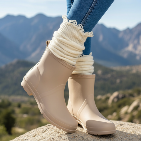 Natural Lace-Trim Cable Knit Knee Boot Socks – Cotton Blend Comfort | Made in USA Catherine Cole  socks