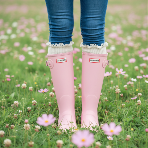 Natural Lace-Trim Cable Knit Knee Boot Socks – Cotton Blend Comfort | Made in USA Catherine Cole  socks