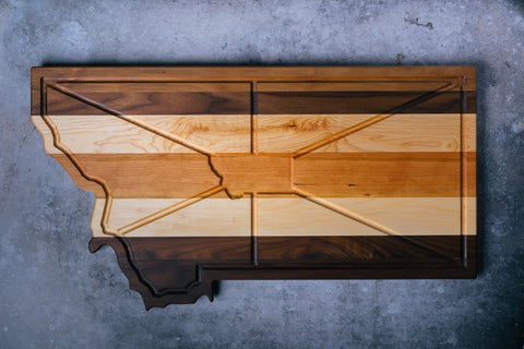 Montana Shaped Edge Grain Carving Board – Deep Juice Grooves | Made in USA Montana Block  New Pattern