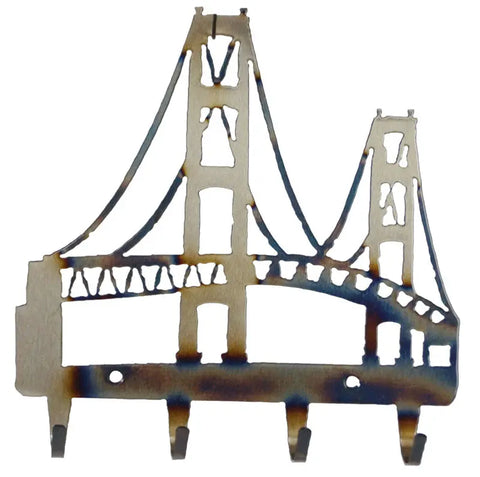 Mackinac Bridge Metal Key Rack – Handmade Entryway Organizer with Artistic Bridge Design | Made in USA Knights Home Decor  item